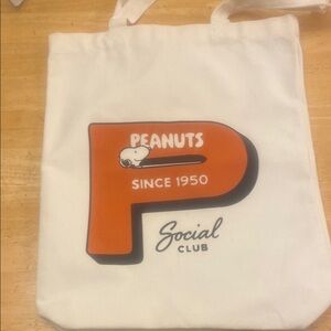 Peanuts canvas Tote bag says Social Club Peanuts since 1950. NWT with Snoopy